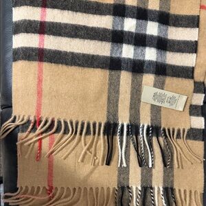 Burberry Beige and Red Plaid Scarf